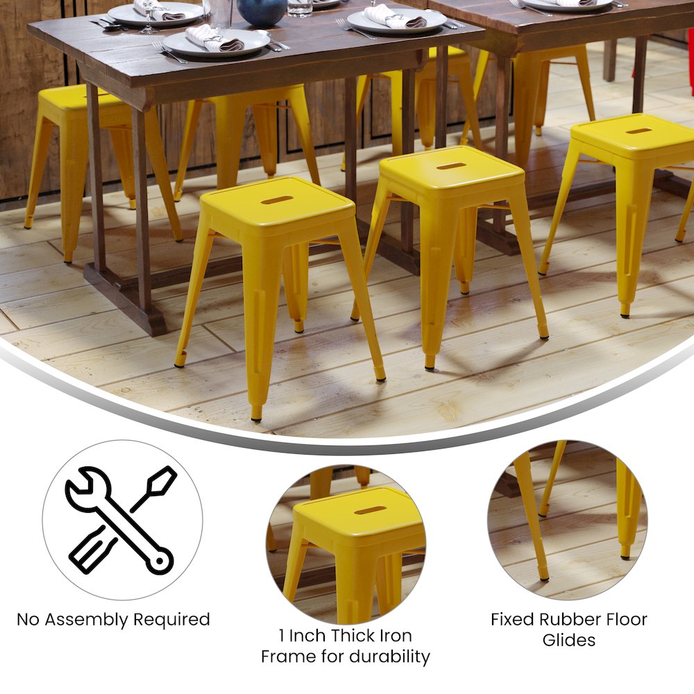 Set of 4 Space Saving 18 Inch Indoor Dining Stool for home or business use. Picture 5