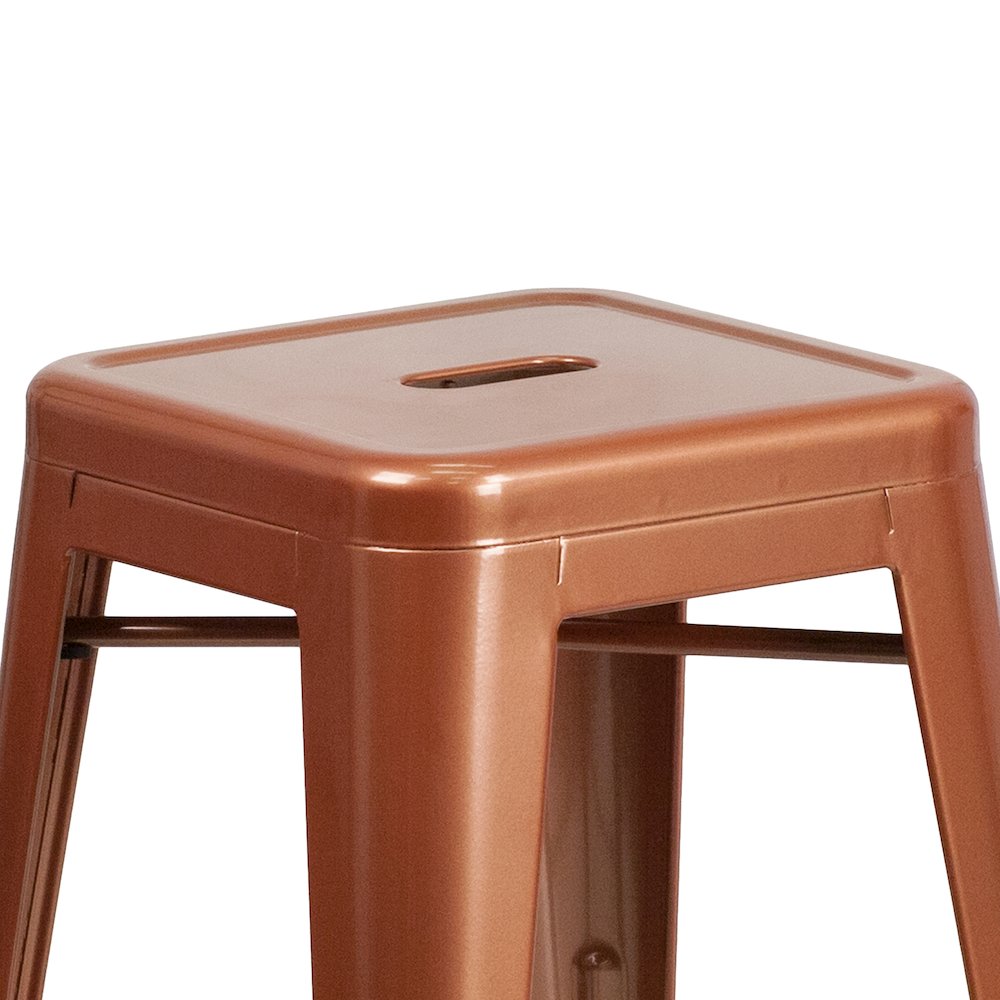 24" High Backless Copper Indoor-Outdoor Counter Height Stool. Picture 8