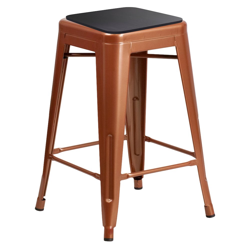 24" High Backless Copper Metal Bar Height Stool. Picture 1