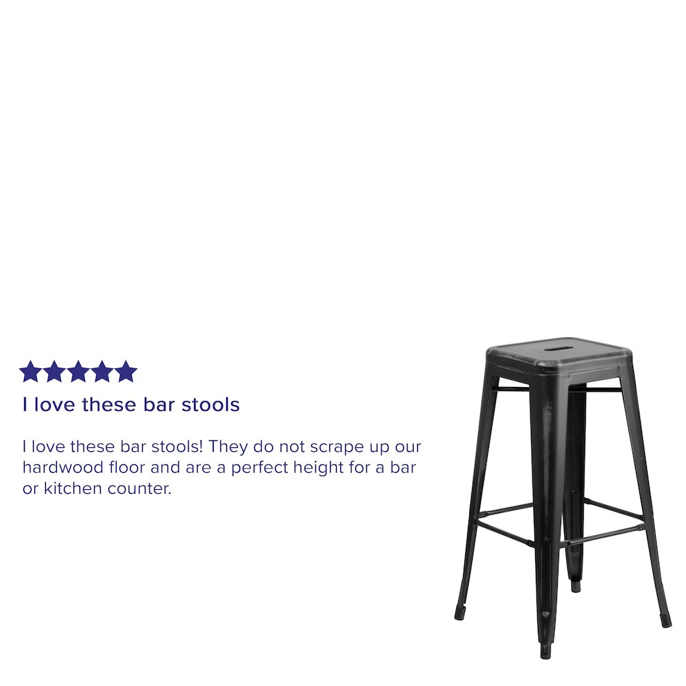 30" High Backless Distressed Black Metal Indoor-Outdoor Barstool. Picture 4