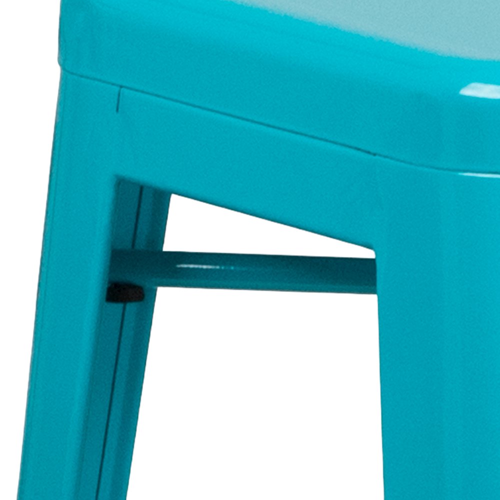 Commercial Grade 30" High Backless Crystal Teal-Blue Indoor-Outdoor Barstool. Picture 5