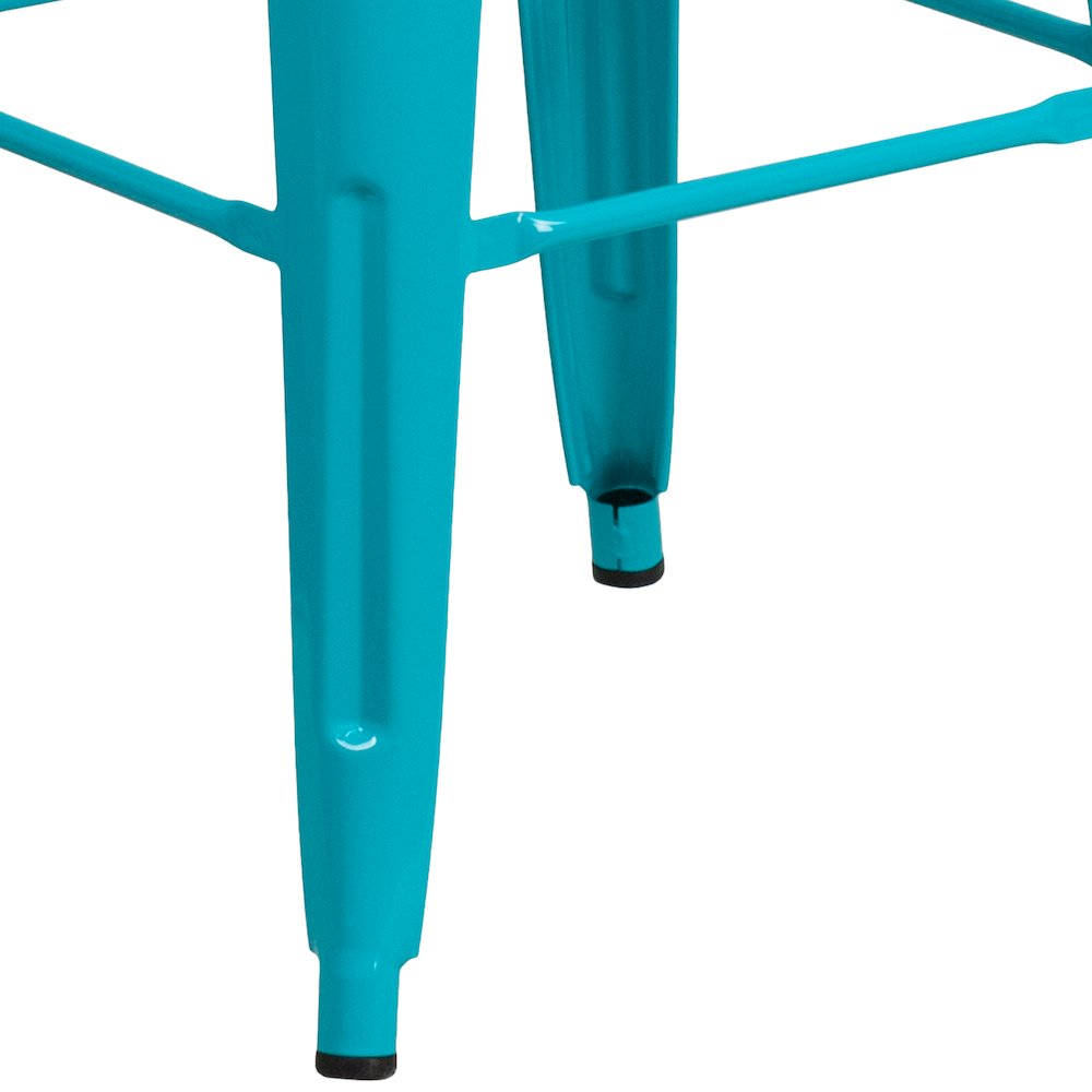 Commercial Grade 30" High Backless Crystal Teal-Blue Indoor-Outdoor Barstool. Picture 8
