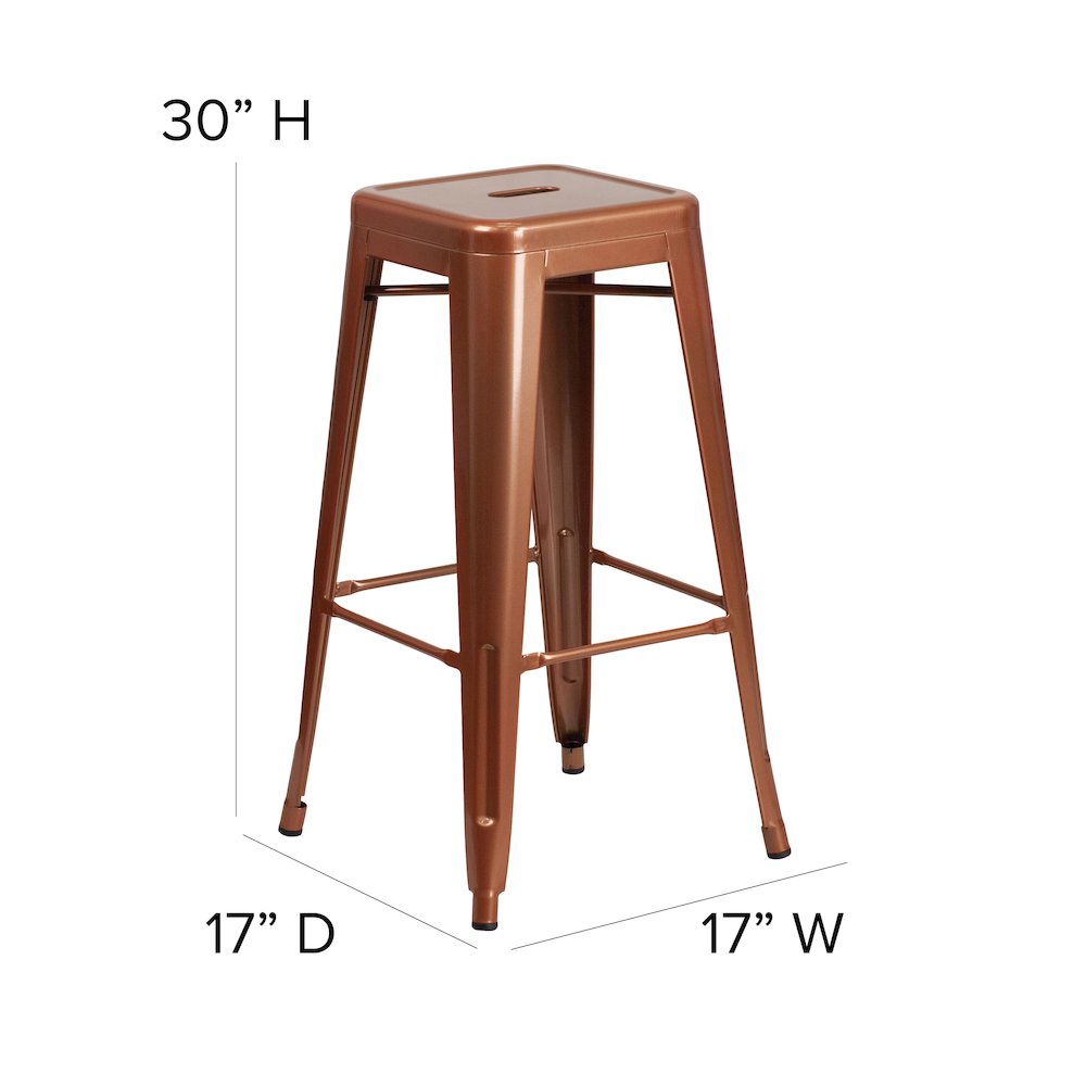 Commercial Grade 30" High Backless Copper Indoor-Outdoor Barstool. Picture 2