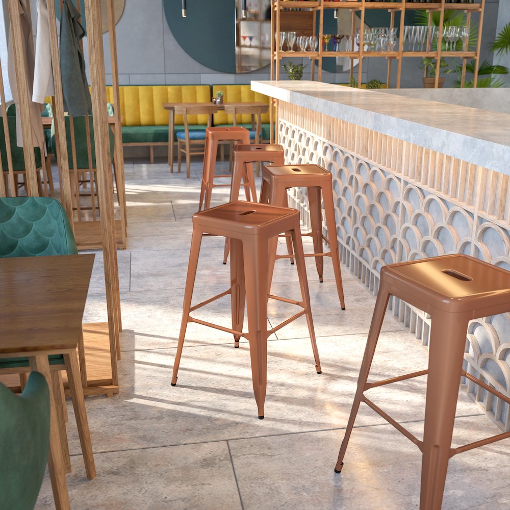 Commercial Grade 30" High Backless Copper Indoor-Outdoor Barstool. Picture 2