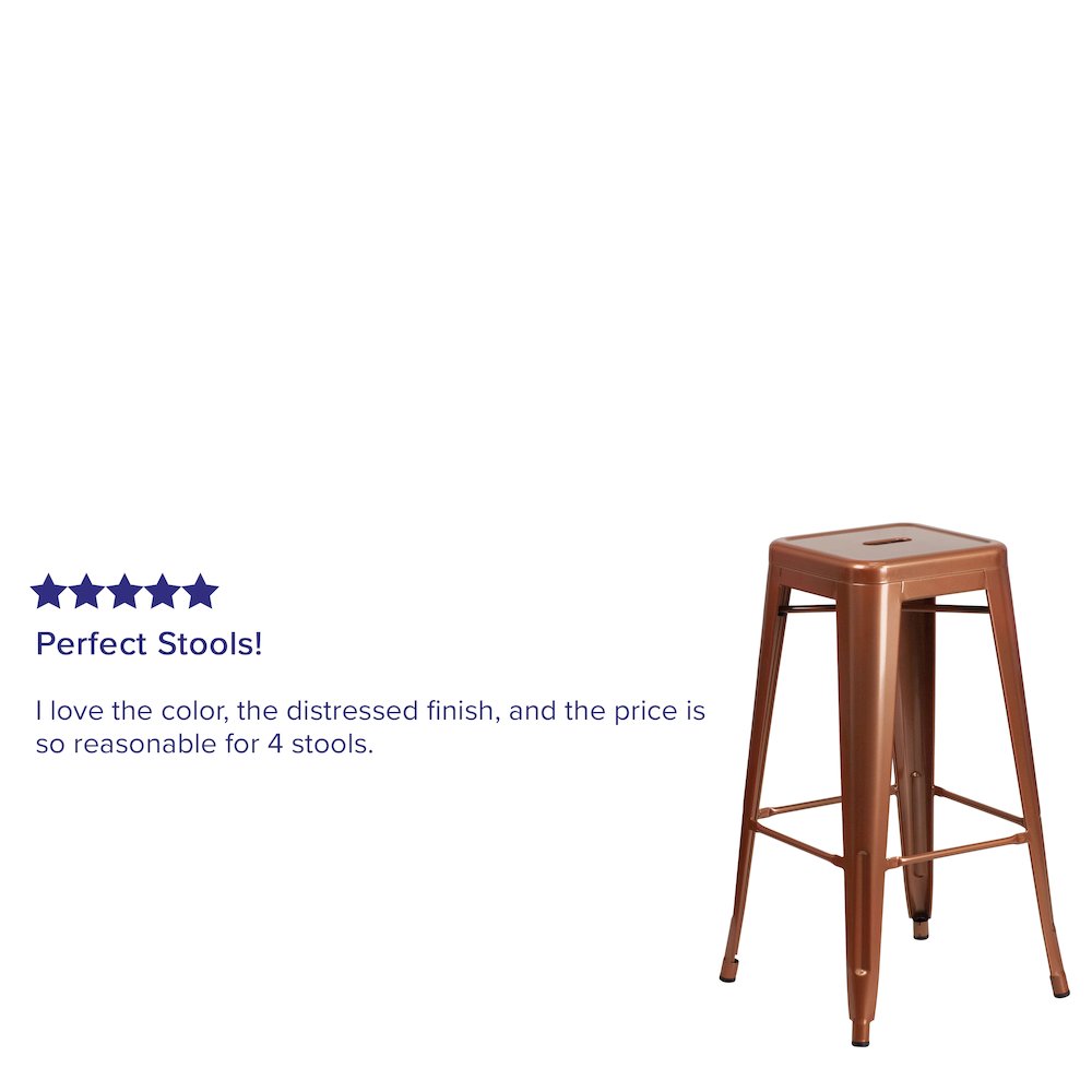Commercial Grade 30" High Backless Copper Indoor-Outdoor Barstool. Picture 6