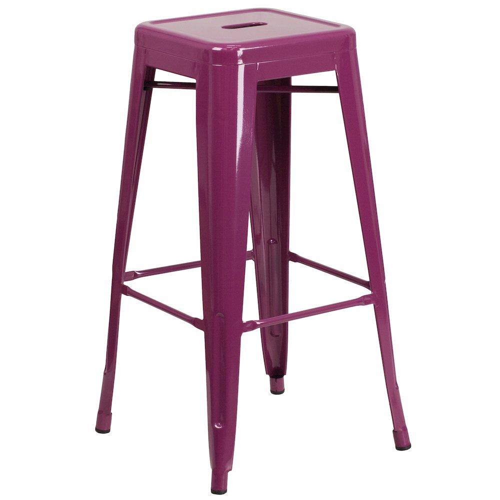 Commercial Grade 30" High Backless Purple Indoor-Outdoor Barstool. Picture 1
