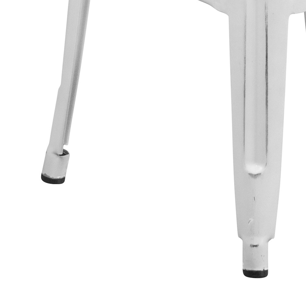 30" High Backless Distressed White Metal Indoor-Outdoor Barstool. Picture 8