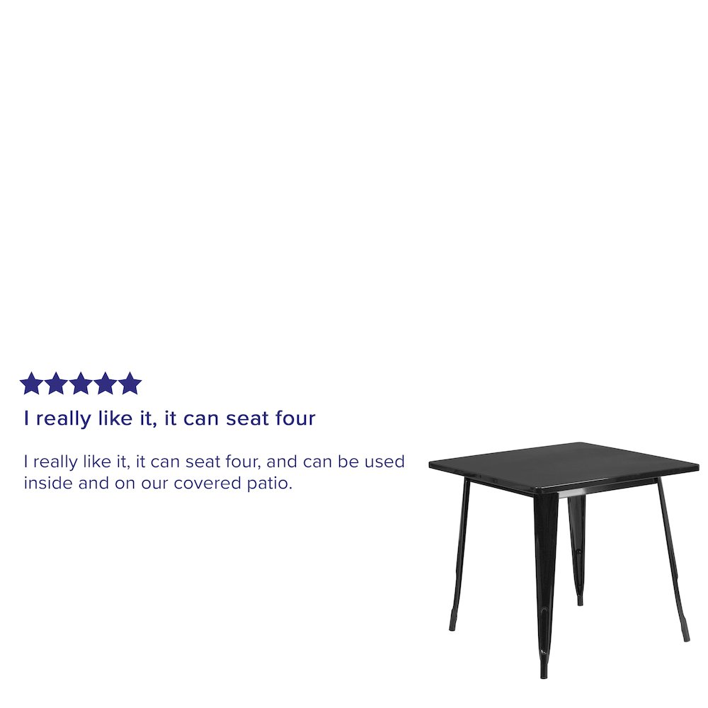 Commercial Grade 31.5" Square Black Metal Indoor-Outdoor Table. Picture 4