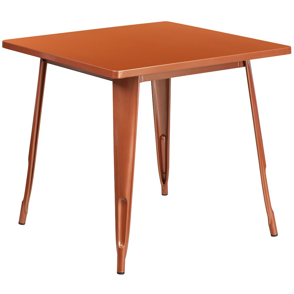 Commercial Grade 31.5" Square Copper Metal Indoor-Outdoor Table. Picture 1