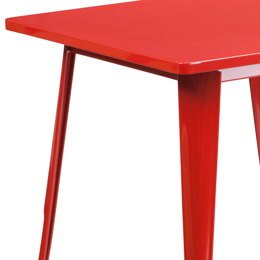 Commercial Grade 31.5" Square Red Metal Indoor-Outdoor Table. Picture 7