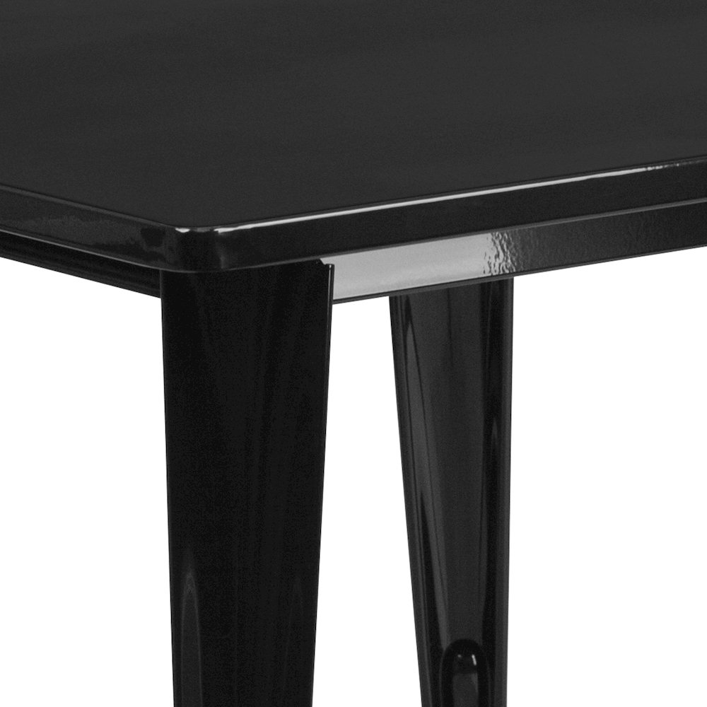31.5" Square Black Metal Indoor-Outdoor Table Set with 4 Stack Chairs. Picture 12
