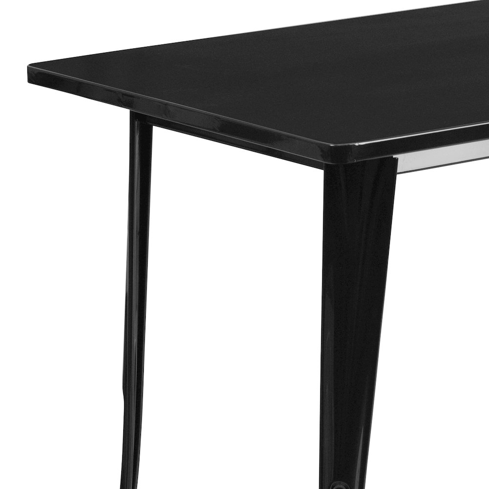 Commercial Grade 31.5" x 63" Rectangular Black Metal Indoor-Outdoor Table. Picture 7