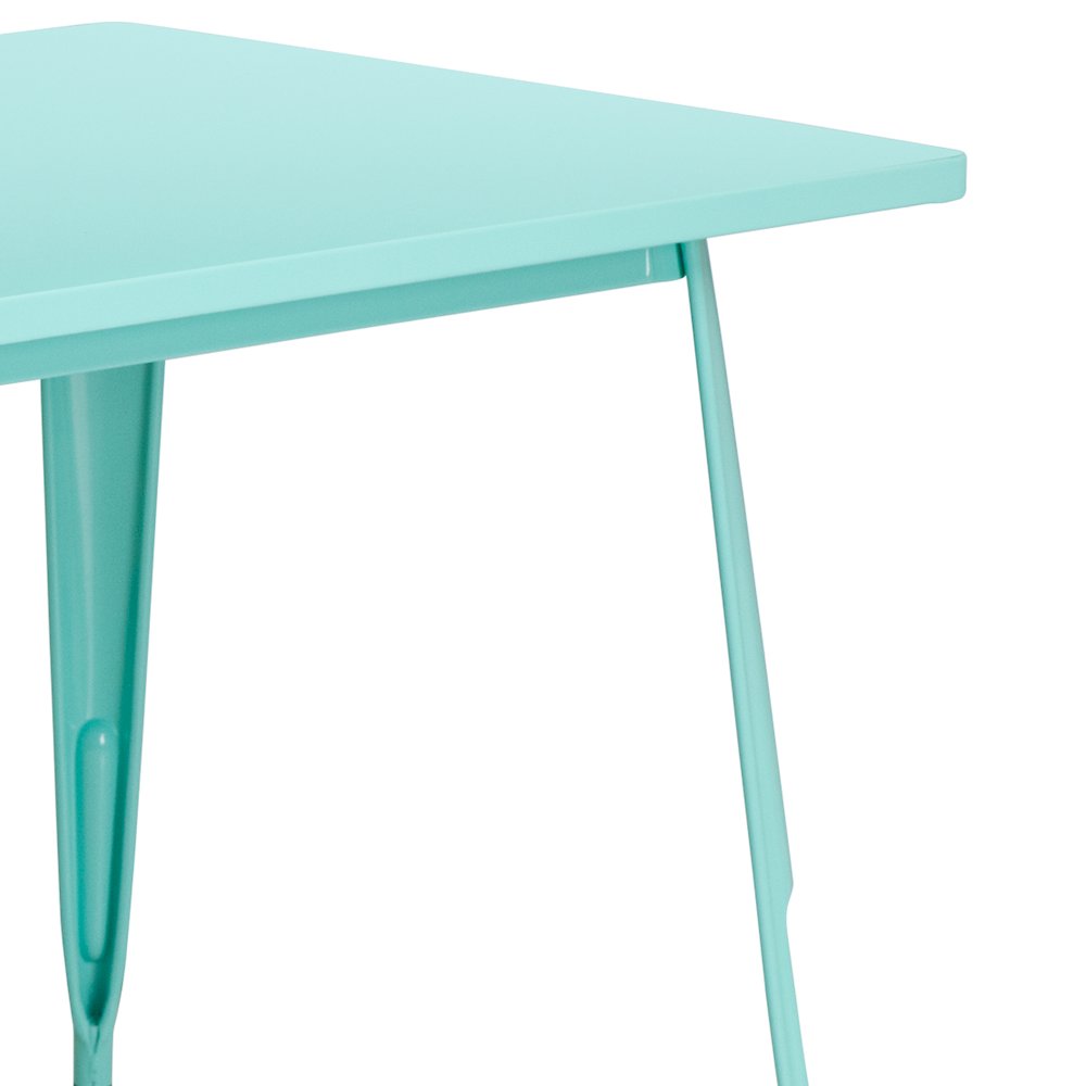 31.5" x 63" Rectangular Mint Green Metal Indoor-Outdoor Table. Picture 7