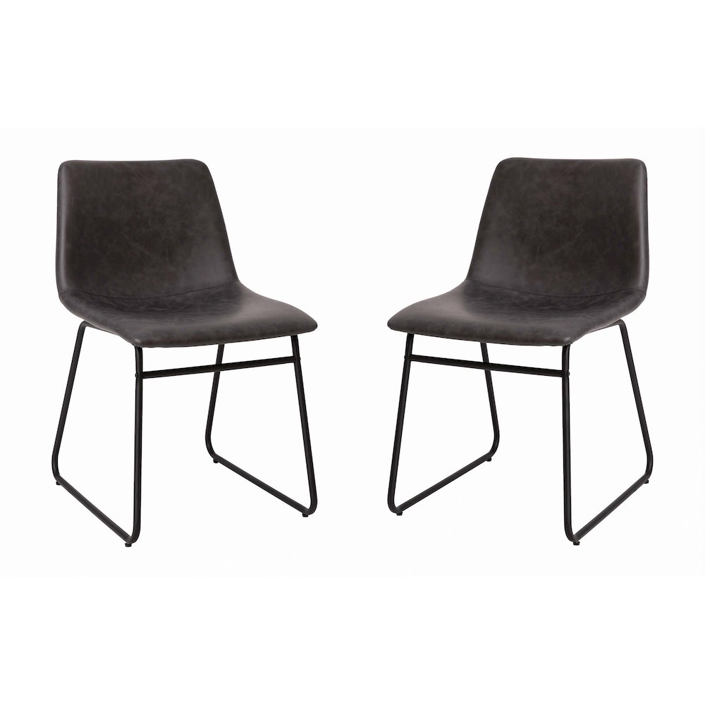 18 in Mid-Back Sled Base Dining Chair in Dark Gray with Black Frame, Set of 2. Picture 3