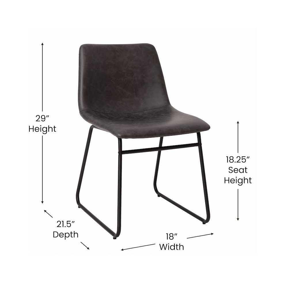18 in Mid-Back Sled Base Dining Chair in Dark Gray with Black Frame, Set of 2. Picture 6