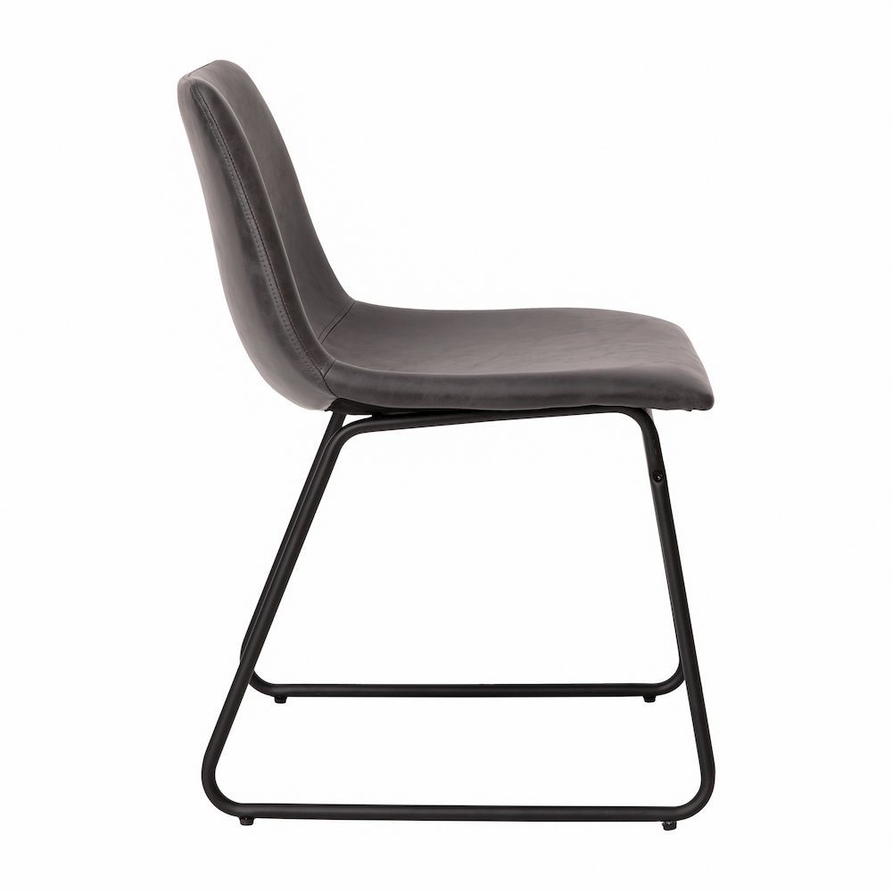 18 in Mid-Back Sled Base Dining Chair in Dark Gray with Black Frame, Set of 2. Picture 10