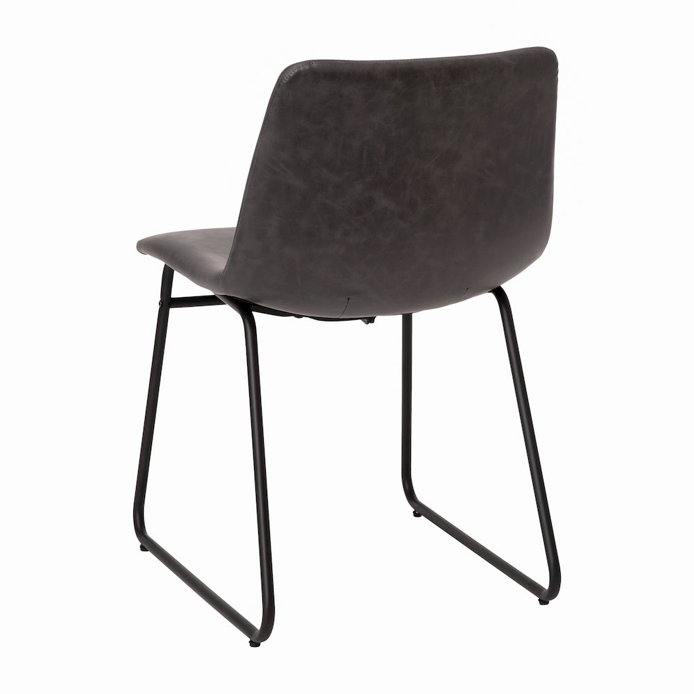18 in Mid-Back Sled Base Dining Chair in Dark Gray with Black Frame, Set of 2. Picture 7