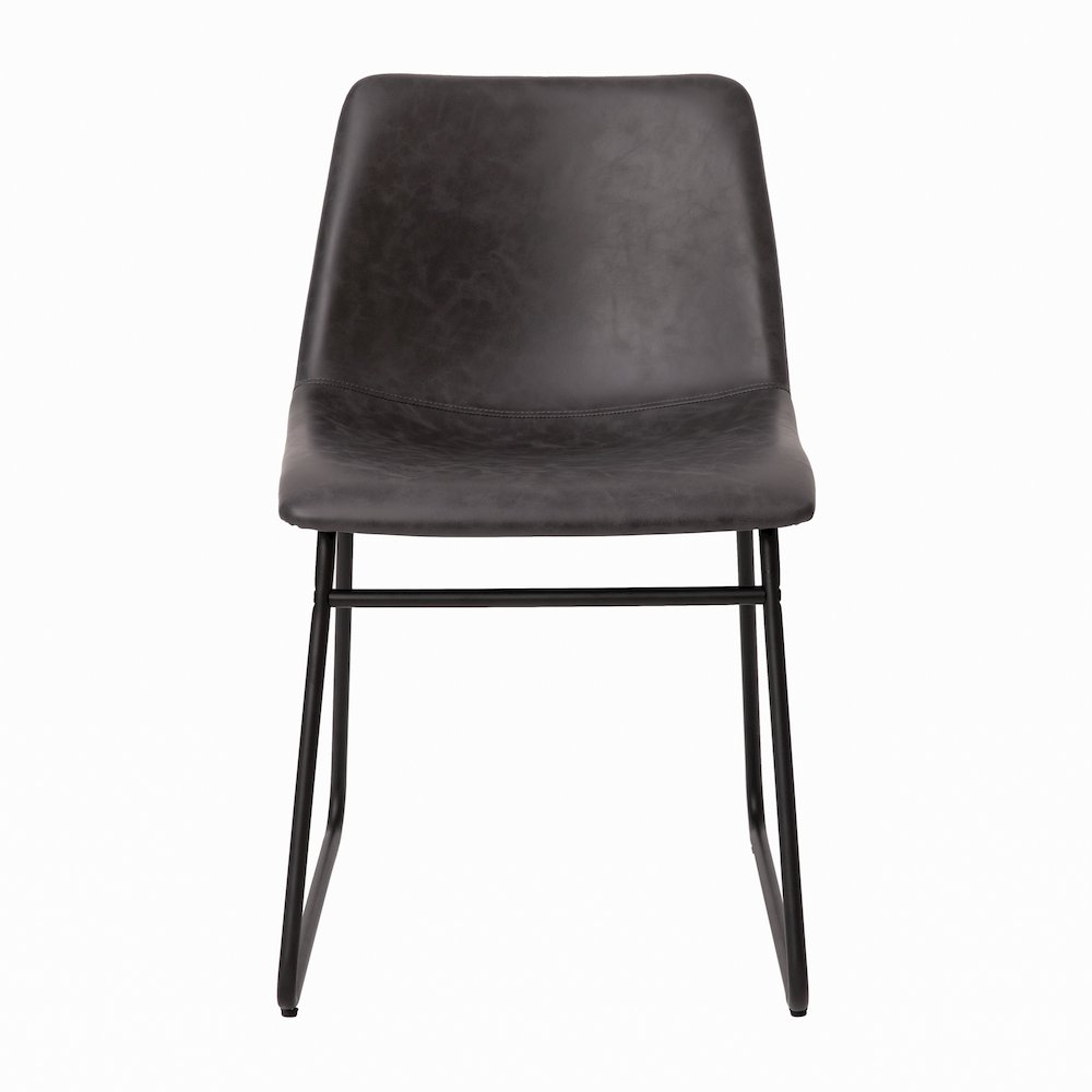 18 in Mid-Back Sled Base Dining Chair in Dark Gray with Black Frame, Set of 2. Picture 11