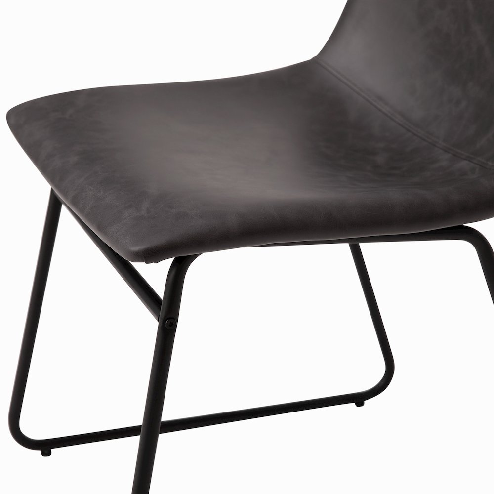 18 in Mid-Back Sled Base Dining Chair in Dark Gray with Black Frame, Set of 2. Picture 8
