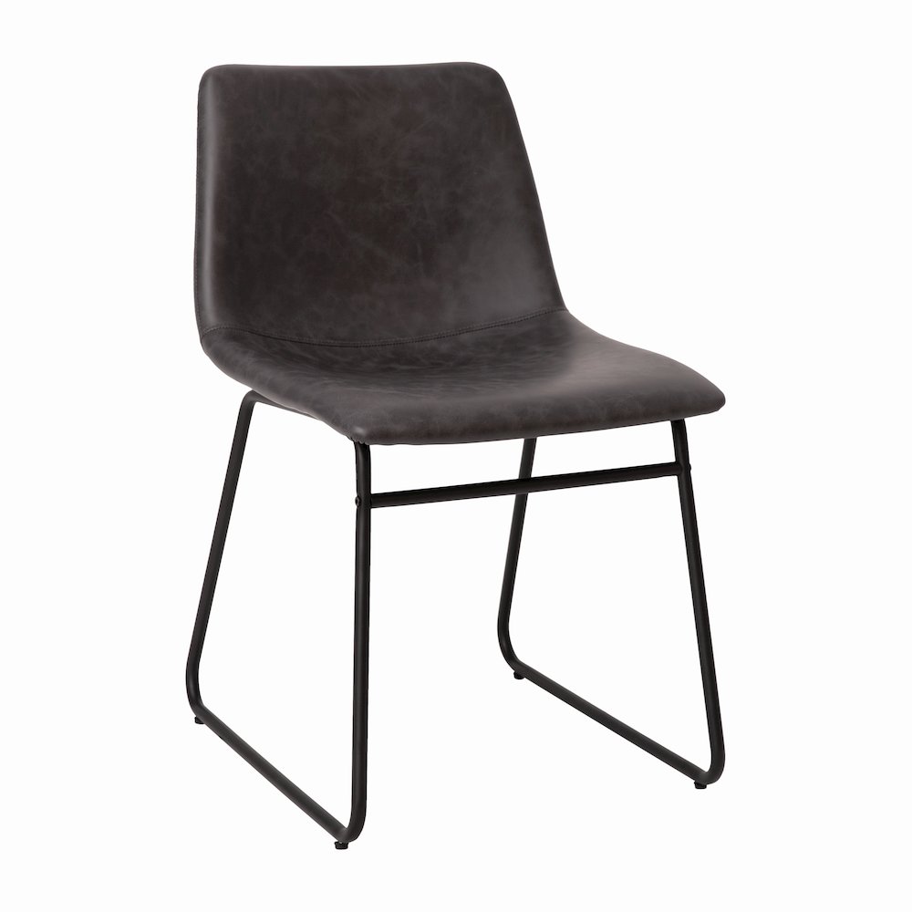 18 in Mid-Back Sled Base Dining Chair in Dark Gray with Black Frame, Set of 2. Picture 9