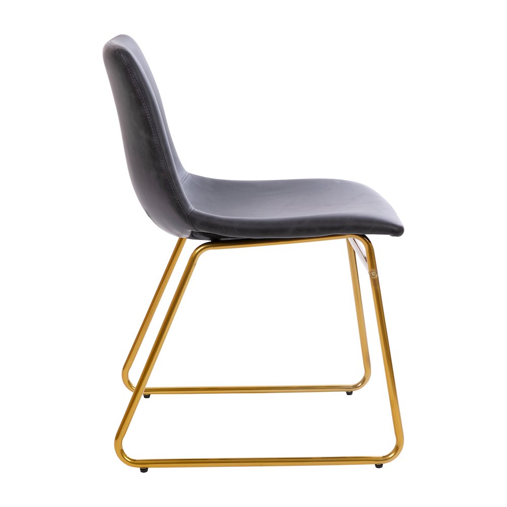 18 in Mid-Back Sled Base Dining Chair in Dark Gray with Gold Frame, Set of 2. Picture 10