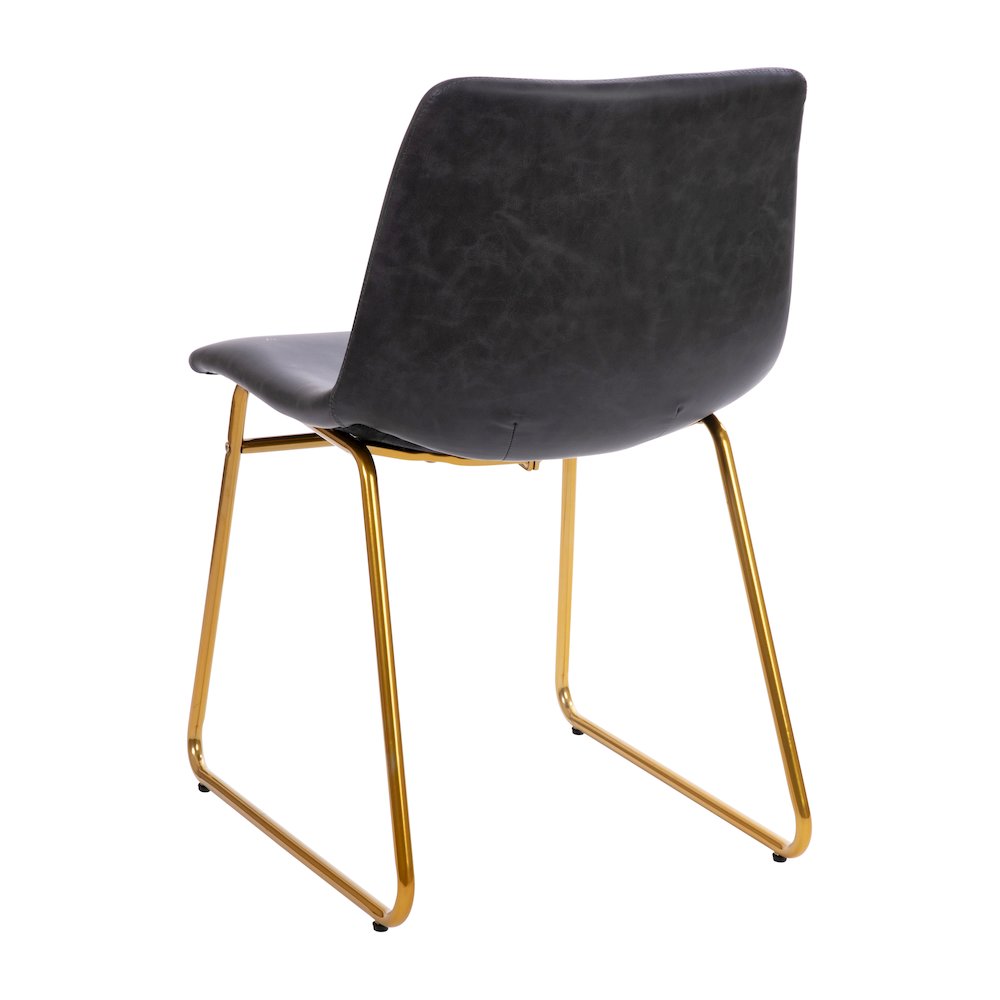 18 in Mid-Back Sled Base Dining Chair in Dark Gray with Gold Frame, Set of 2. Picture 7