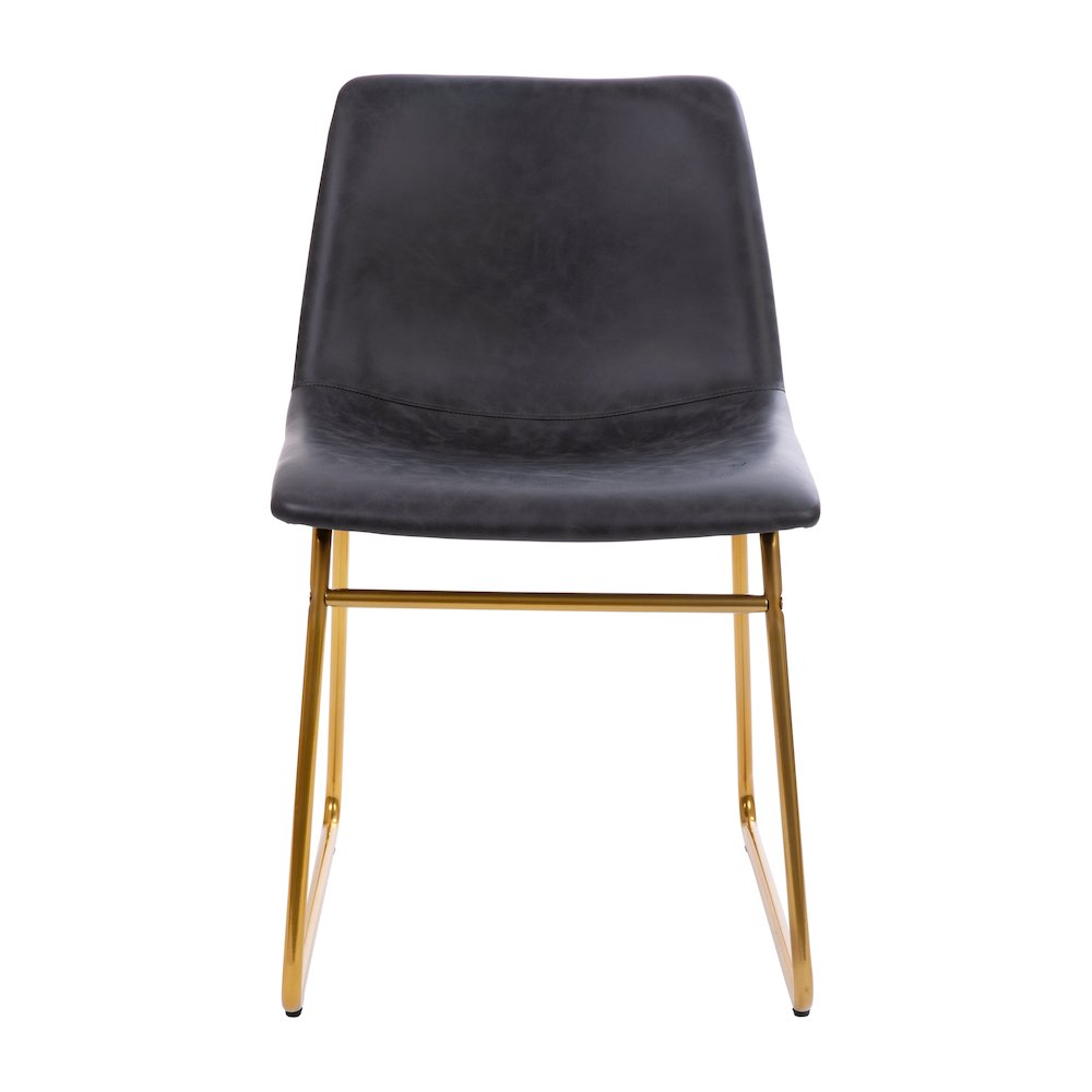 18 in Mid-Back Sled Base Dining Chair in Dark Gray with Gold Frame, Set of 2. Picture 11