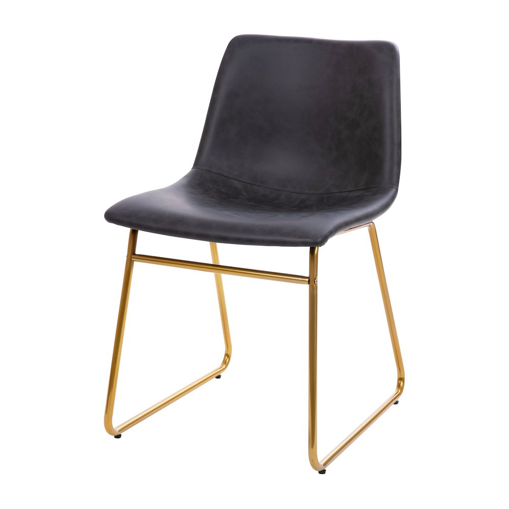18 in Mid-Back Sled Base Dining Chair in Dark Gray with Gold Frame, Set of 2. Picture 9