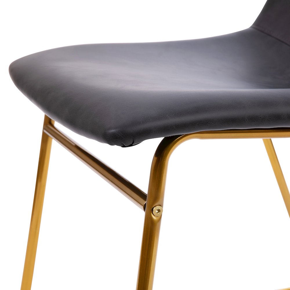 18 in Mid-Back Sled Base Dining Chair in Dark Gray with Gold Frame, Set of 2. Picture 8