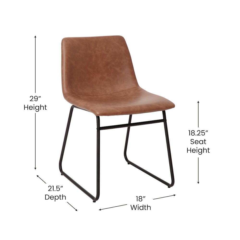 18 in Mid-Back Sled Base Dining Chair in Light Brown with Black Frame, Set of 2. Picture 6