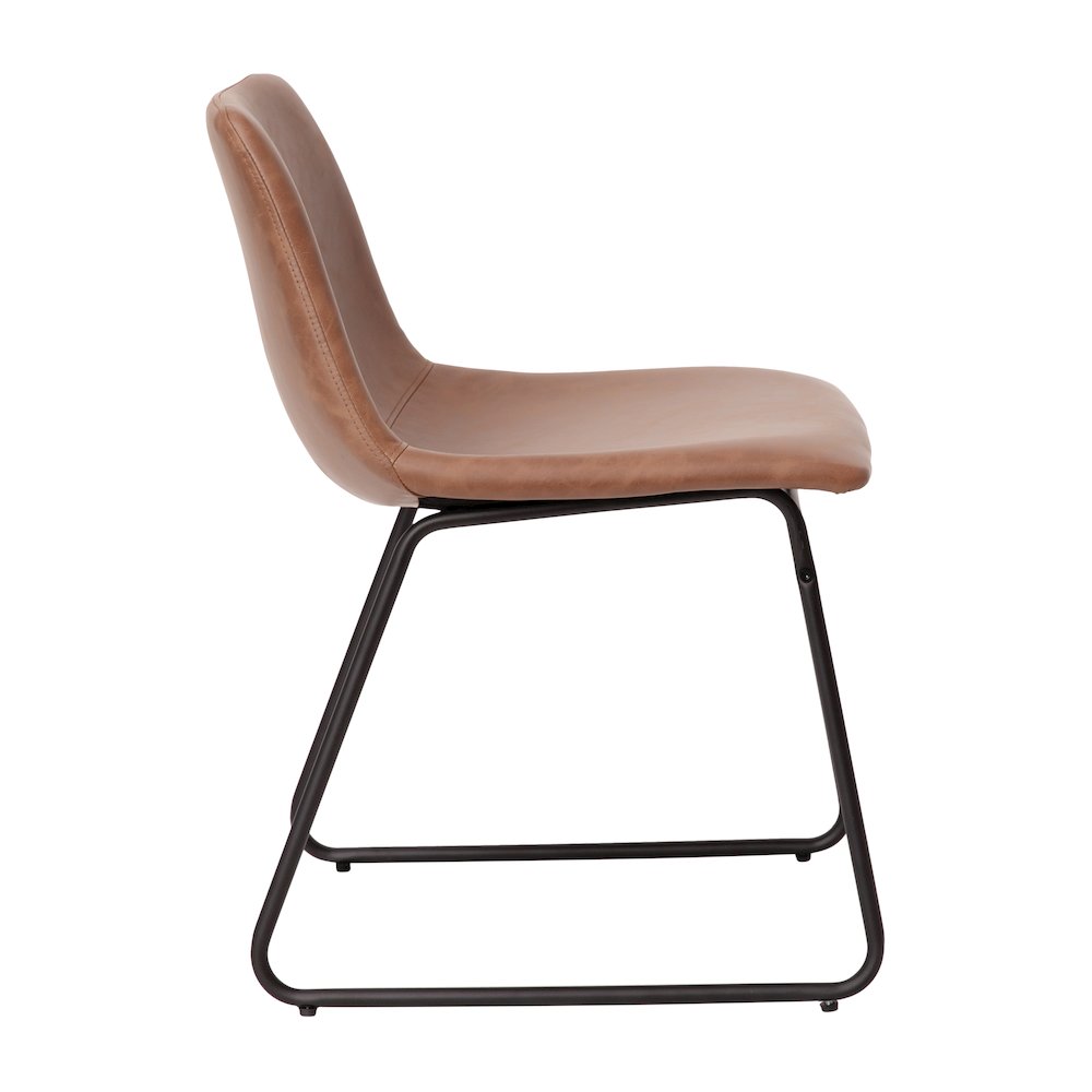 18 in Mid-Back Sled Base Dining Chair in Light Brown with Black Frame, Set of 2. Picture 10