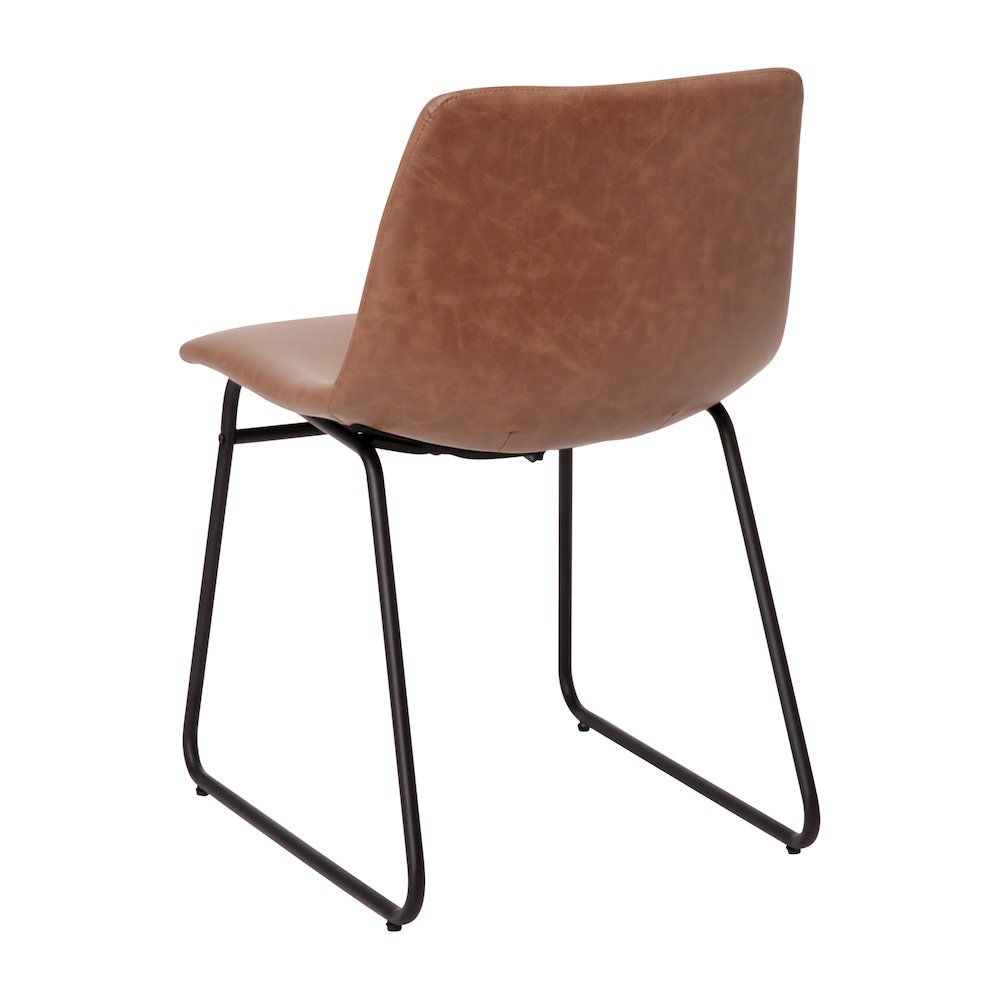 18 in Mid-Back Sled Base Dining Chair in Light Brown with Black Frame, Set of 2. Picture 7