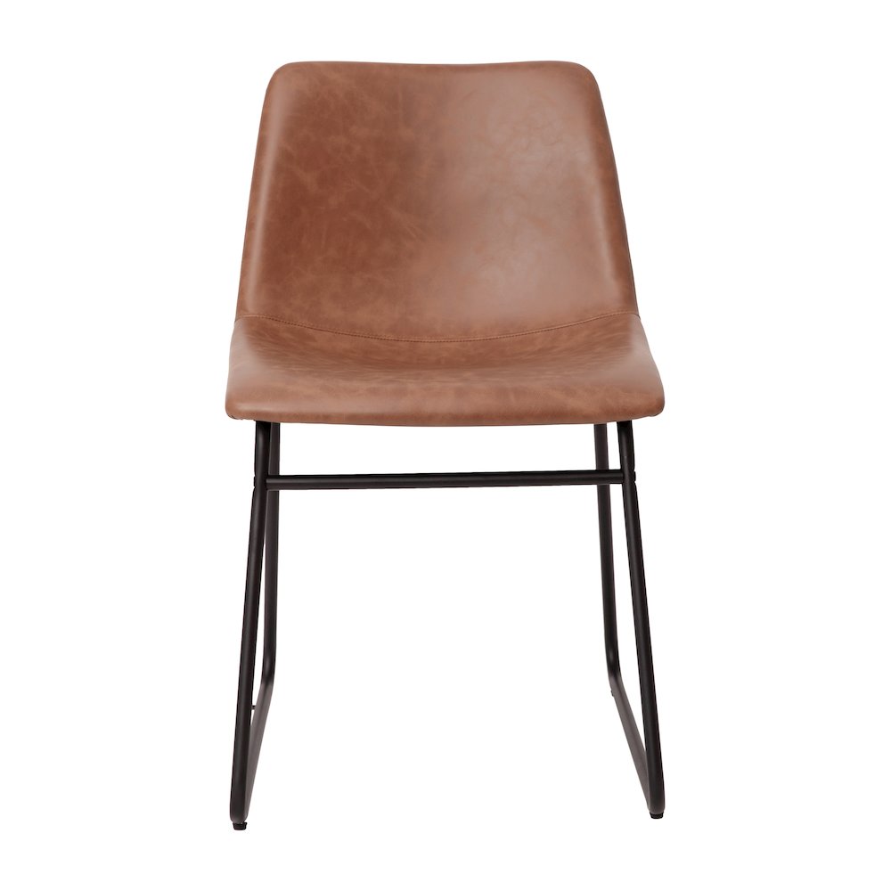18 in Mid-Back Sled Base Dining Chair in Light Brown with Black Frame, Set of 2. Picture 11