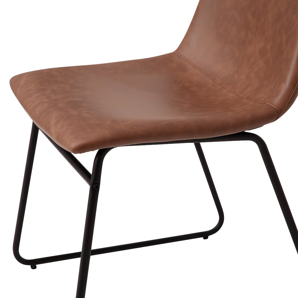 18 in Mid-Back Sled Base Dining Chair in Light Brown with Black Frame, Set of 2. Picture 8