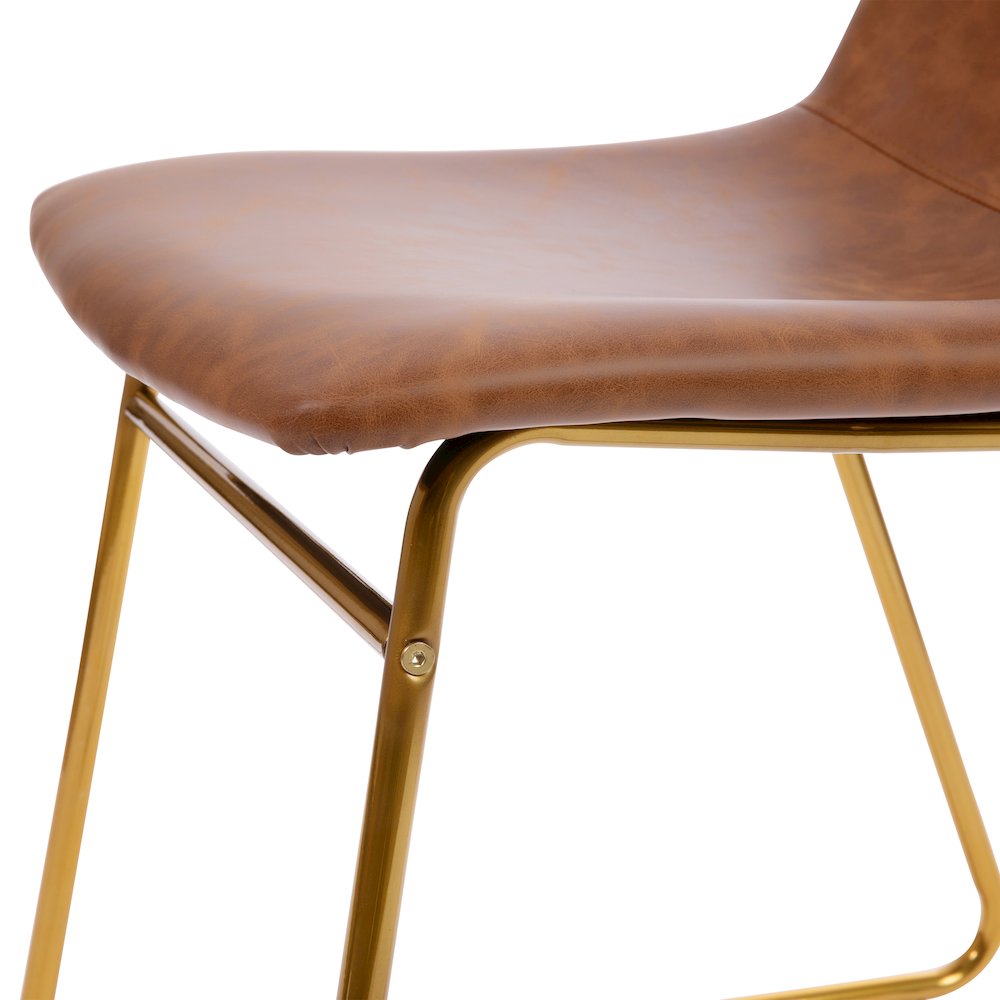 18 in Mid-Back Sled Base Dining Chair in Light Brown with Gold Frame, Set of 2. Picture 7