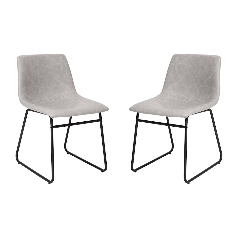 18 in Mid-Back Sled Base Dining Chair in Light Gray with Black Frame, Set of 2. Picture 3