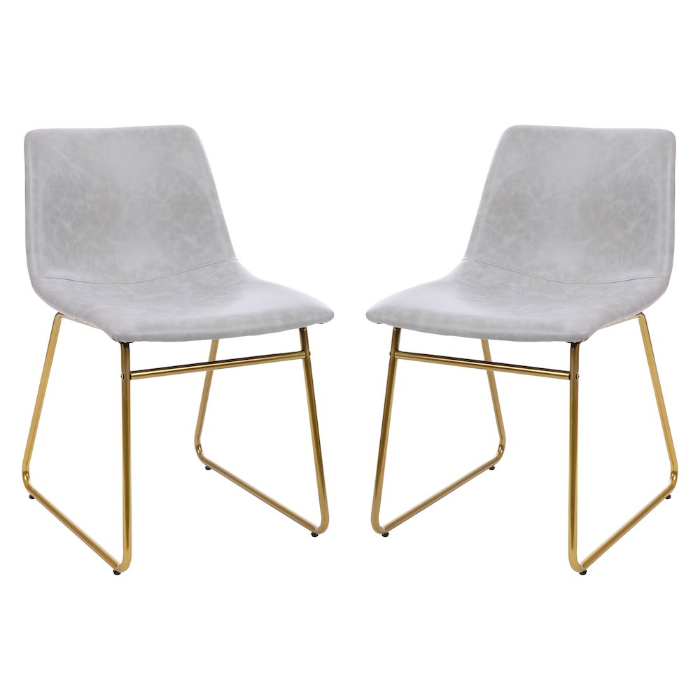 18 in Mid-Back Sled Base Dining Chair in Light Gray with Gold Frame, Set of 2. Picture 3