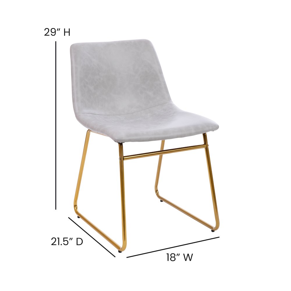 18 in Mid-Back Sled Base Dining Chair in Light Gray with Gold Frame, Set of 2. Picture 5