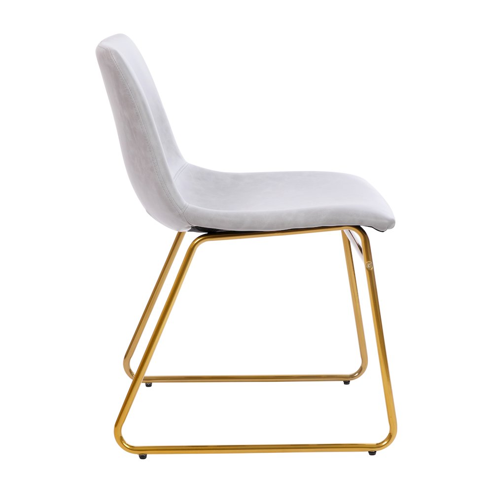 18 in Mid-Back Sled Base Dining Chair in Light Gray with Gold Frame, Set of 2. Picture 9