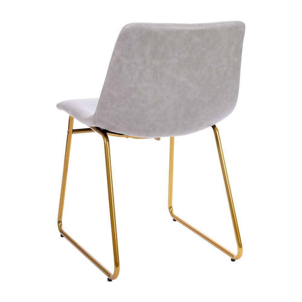 18 in Mid-Back Sled Base Dining Chair in Light Gray with Gold Frame, Set of 2. Picture 6