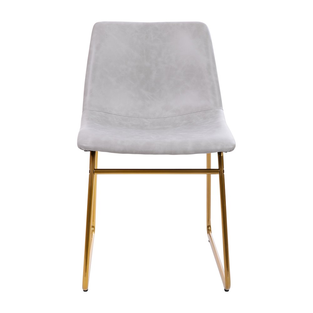 18 in Mid-Back Sled Base Dining Chair in Light Gray with Gold Frame, Set of 2. Picture 10
