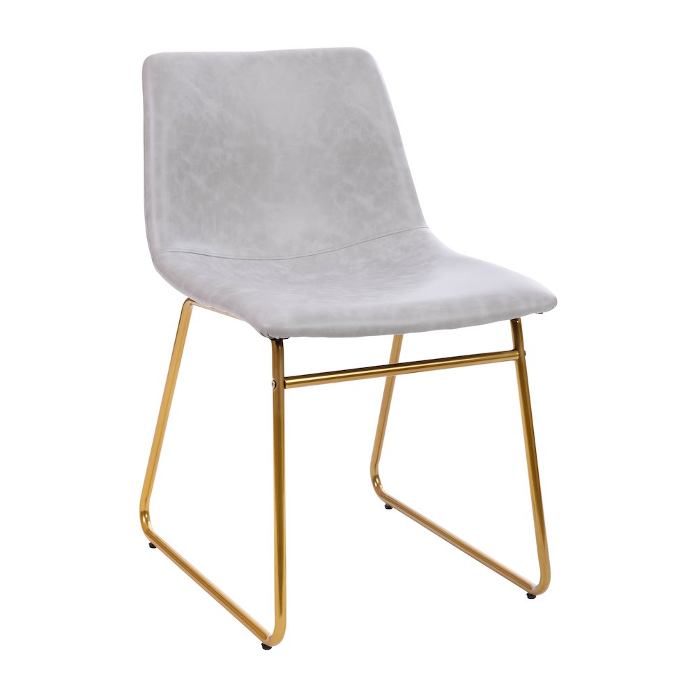 18 in Mid-Back Sled Base Dining Chair in Light Gray with Gold Frame, Set of 2. Picture 8