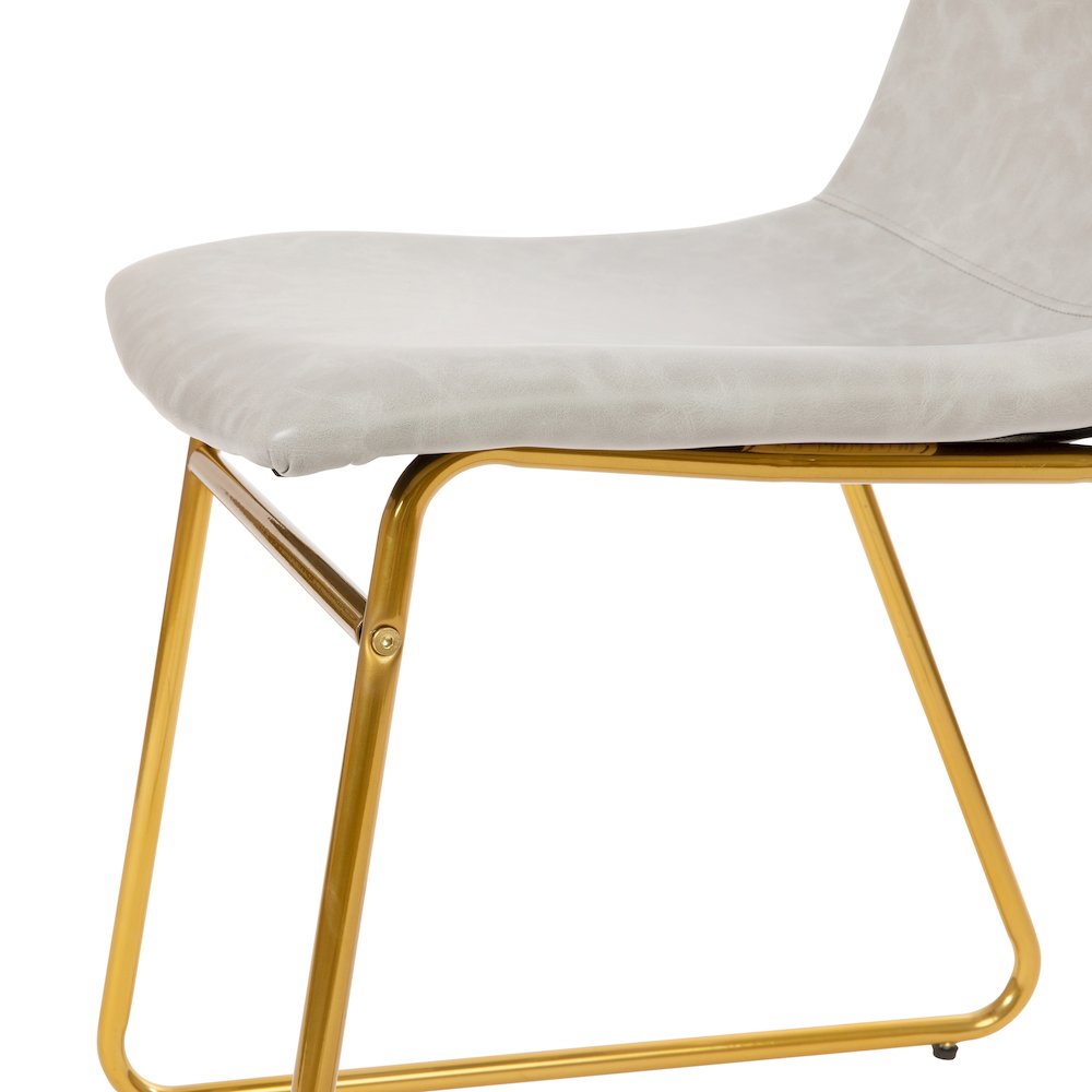 18 in Mid-Back Sled Base Dining Chair in Light Gray with Gold Frame, Set of 2. Picture 7