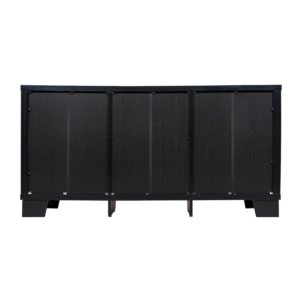 Black 59in Modern Kitchen and Dining Room Buffet Sideboard Storage Cabinet. Picture 7