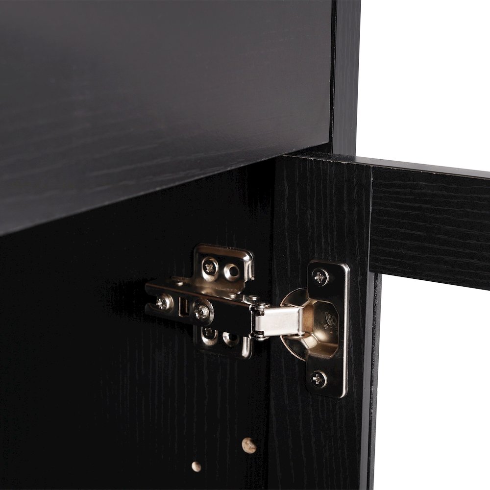 Black 59in Modern Kitchen and Dining Room Buffet Sideboard Storage Cabinet. Picture 8