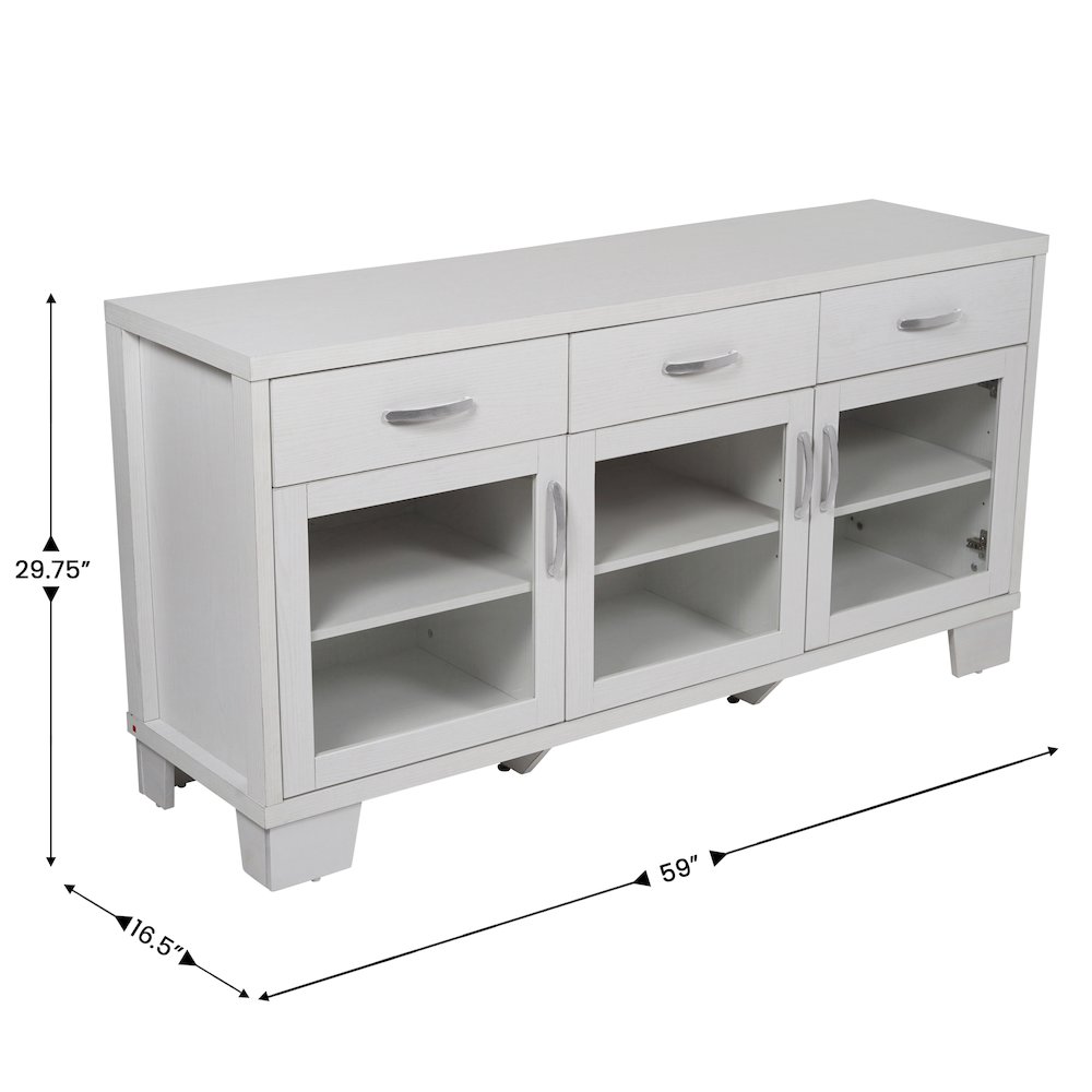 White 59 Inch Modern Kitchen and Dining Room Buffet Sideboard Storage Cabinet. Picture 5