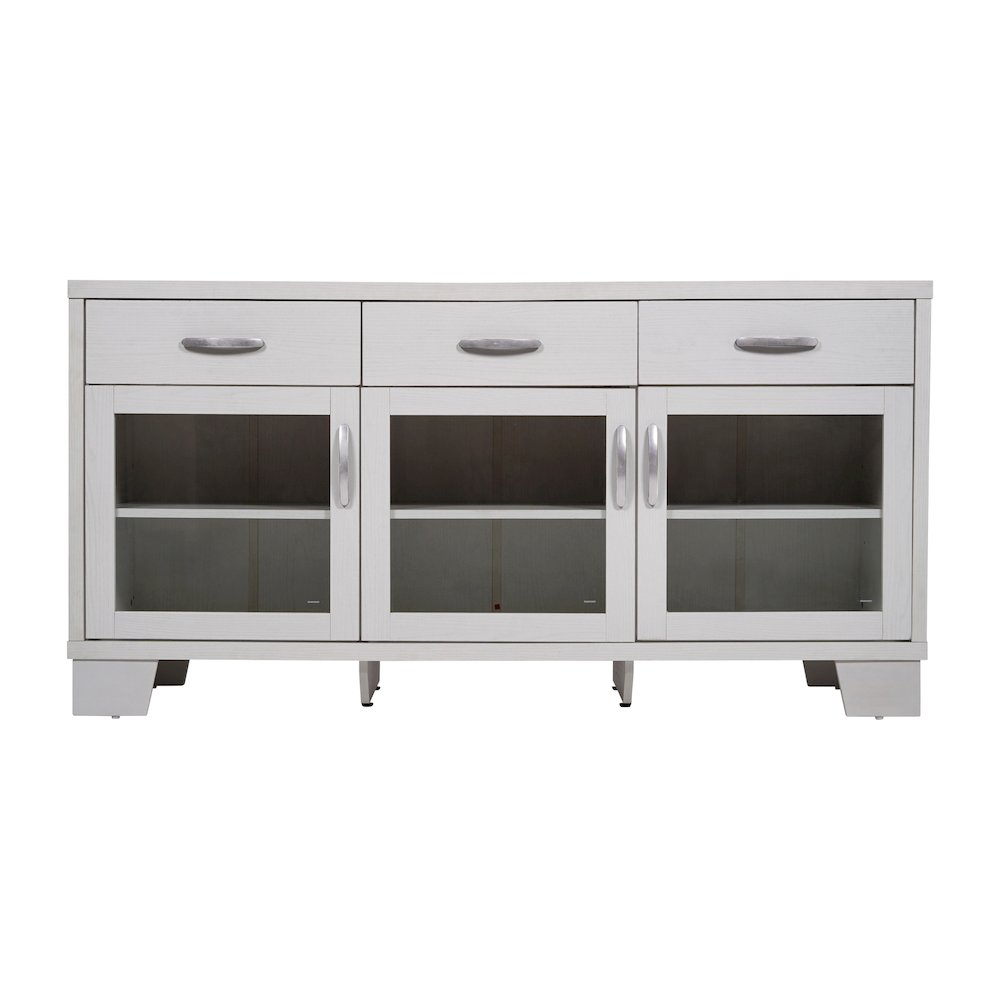 White 59 Inch Modern Kitchen and Dining Room Buffet Sideboard Storage Cabinet. Picture 10