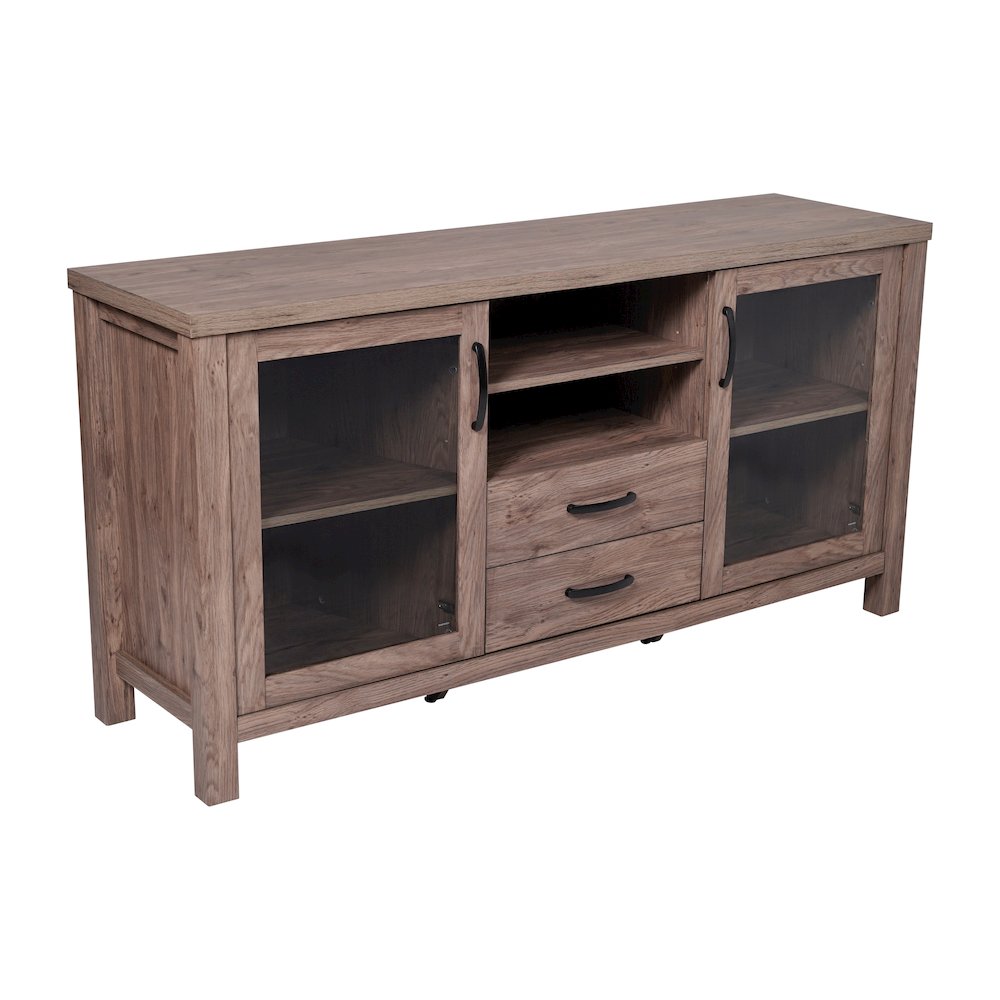Brown 59in Modern Kitchen and Dining Room Buffet Sideboard Storage Cabinet. Picture 1