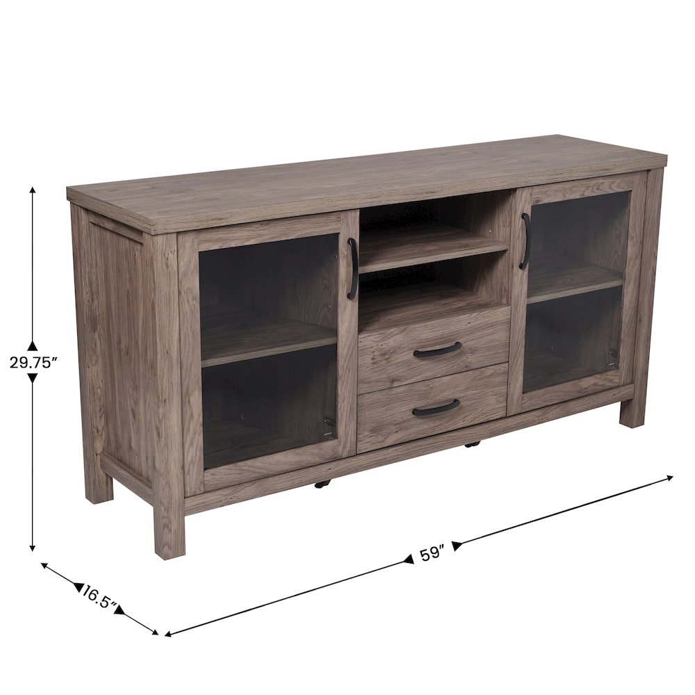Brown 59in Modern Kitchen and Dining Room Buffet Sideboard Storage Cabinet. Picture 5
