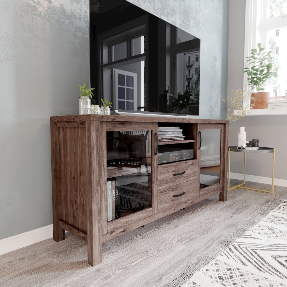 Brown 59in Modern Kitchen and Dining Room Buffet Sideboard Storage Cabinet. Picture 3